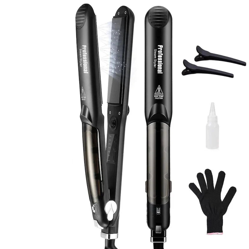 Steam Hair Straightener Ceramic Flat Iron with Negative Ions