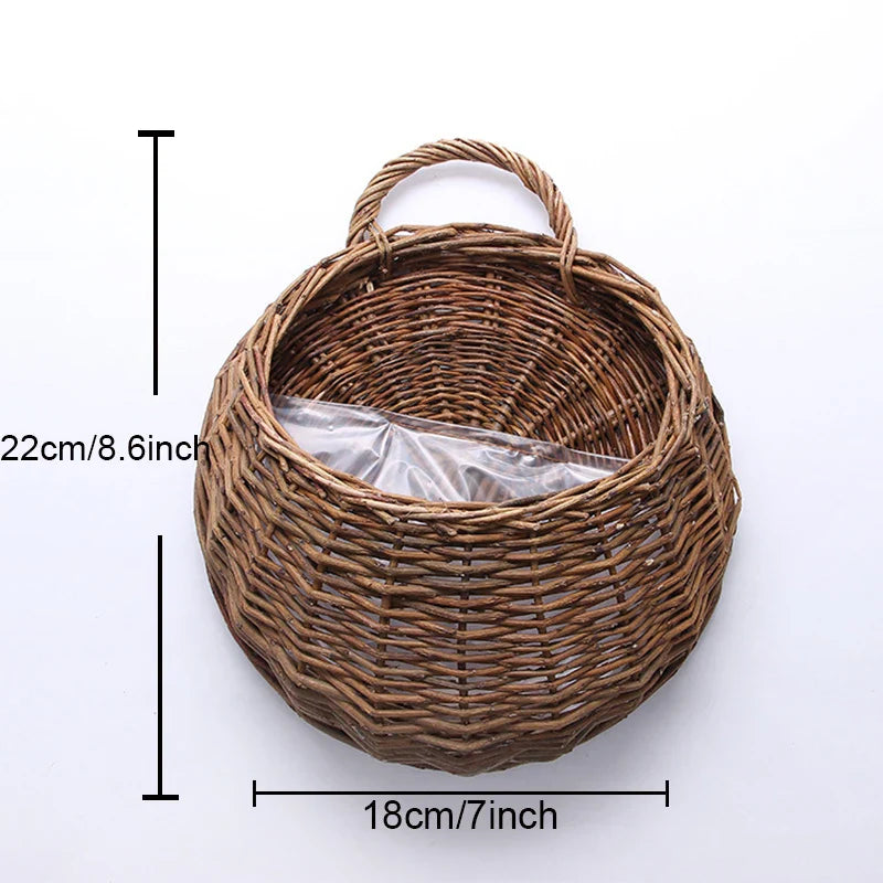 Handmade Rattan Hanging Wall Planter Basket