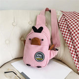 Cute Duck Kids Canvas Crossbody Backpack, High Capacity