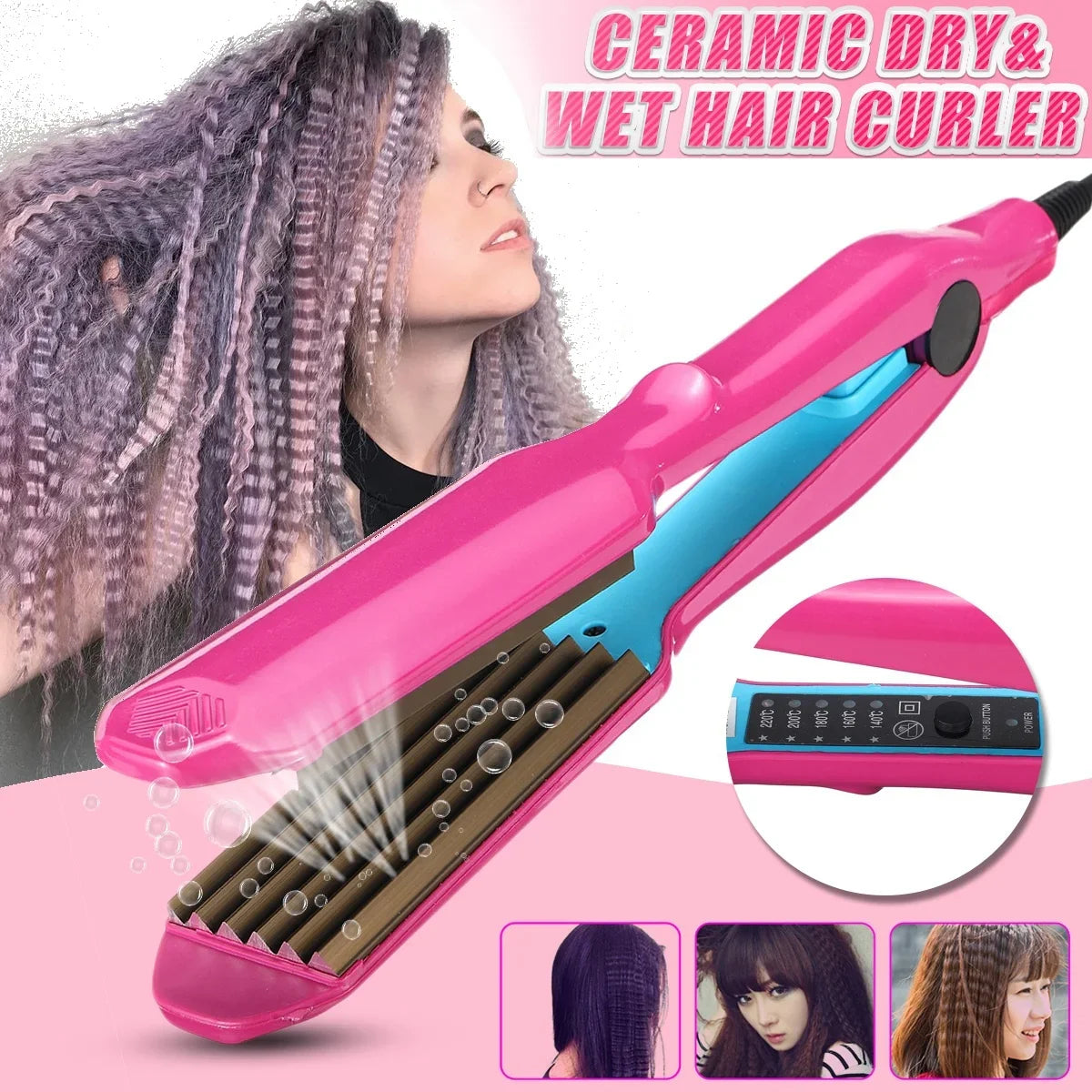 Dual Use Ceramic Hair Crimper Curling Iron