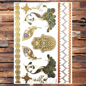 Elephant Moon Mandala Temporary Tattoo Sticker Waterproof Body Art