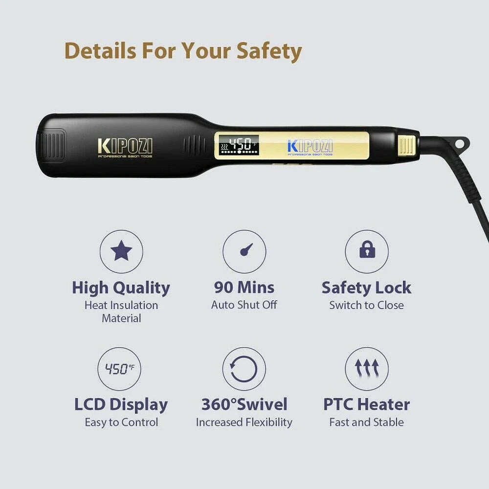 Professional Titanium Flat Iron Hair Straightener LCD Display