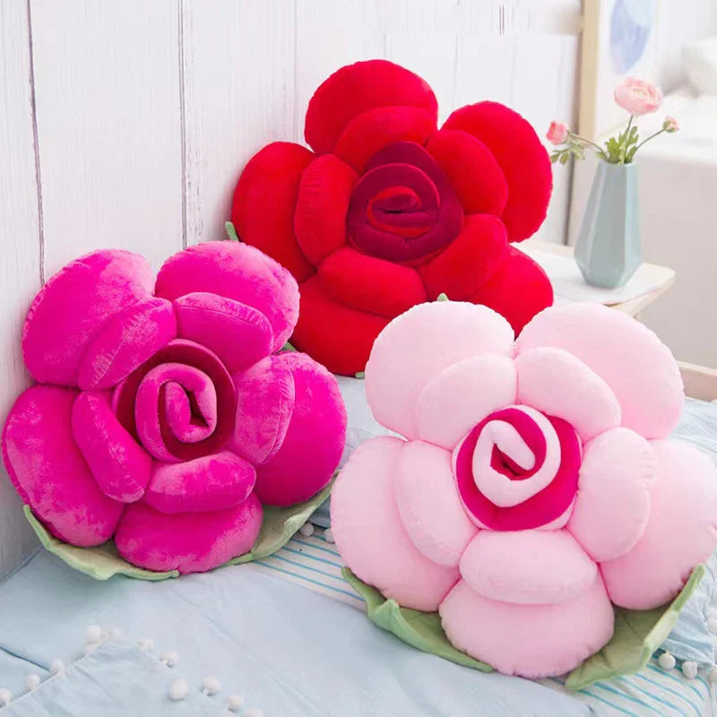 3D Rose Style Decorative Pillow for Home and Events