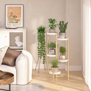 Bamboo 5-Tier Indoor Outdoor Plant Stand Rack