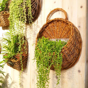 Handmade Rattan Hanging Wall Planter Basket