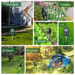 Solar Ultrasonic Animal Repeller with Adjustable Range