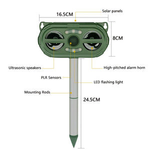 Solar Ultrasonic Waterproof Animal Repeller for Outdoors