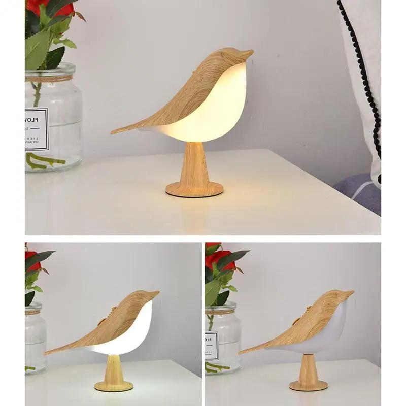 Glarefusion Chic Wooden Bird Table Lamp