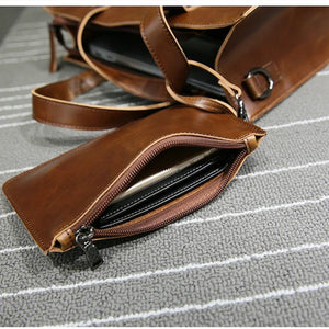 Vintage PU Leather Men's Large Capacity Tote Bag