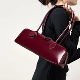 Luxury Genuine Leather Women Shoulder Baguette Bag