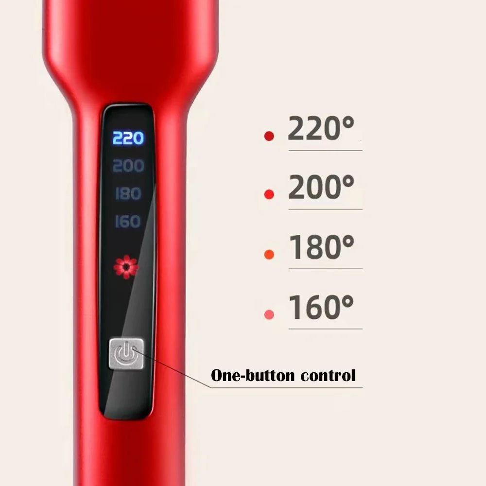 Professional Titanium Hair Straightener Brush with LCD