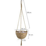 Natural Seagrass Hanging Planter Boho Indoor Decor 