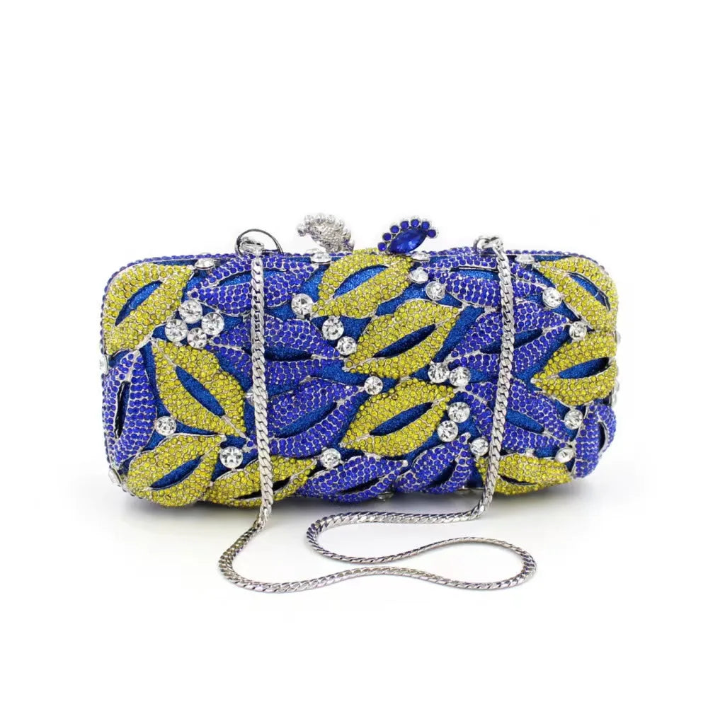 Multi Pink Crystal Clutch Evening Bag