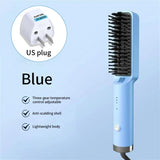 Portable Rechargeable Hair Straightener Brush with Ion Care