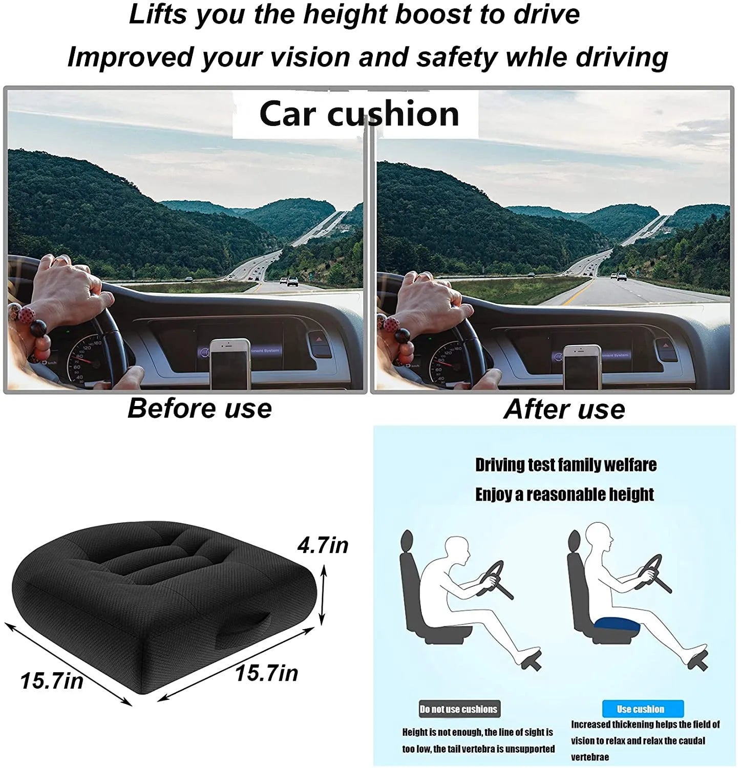 Thickened Non-slip Car Booster Seat Cushion
