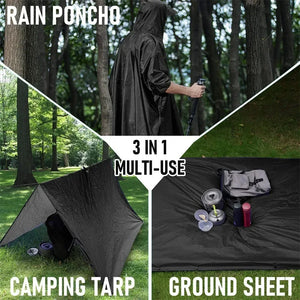 3-In-1 Military Waterproof Poncho Outdoor Travel Rainwear