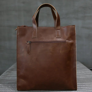 Vintage PU Leather Men's Large Capacity Tote Bag