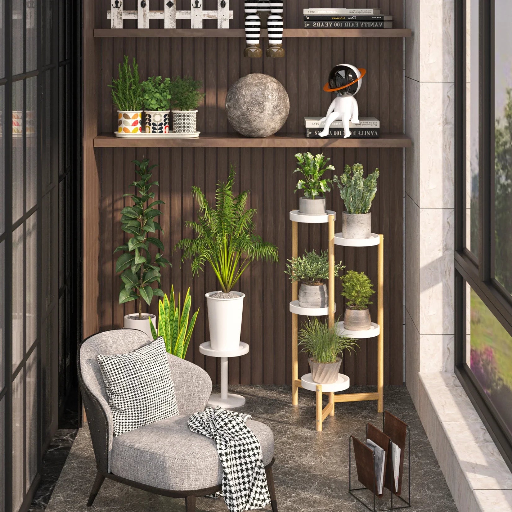 Bamboo 5-Tier Indoor Outdoor Plant Stand Rack