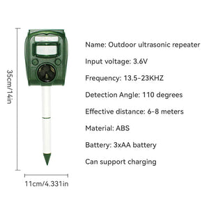 Solar Ultrasonic Animal Repeller with Adjustable Range