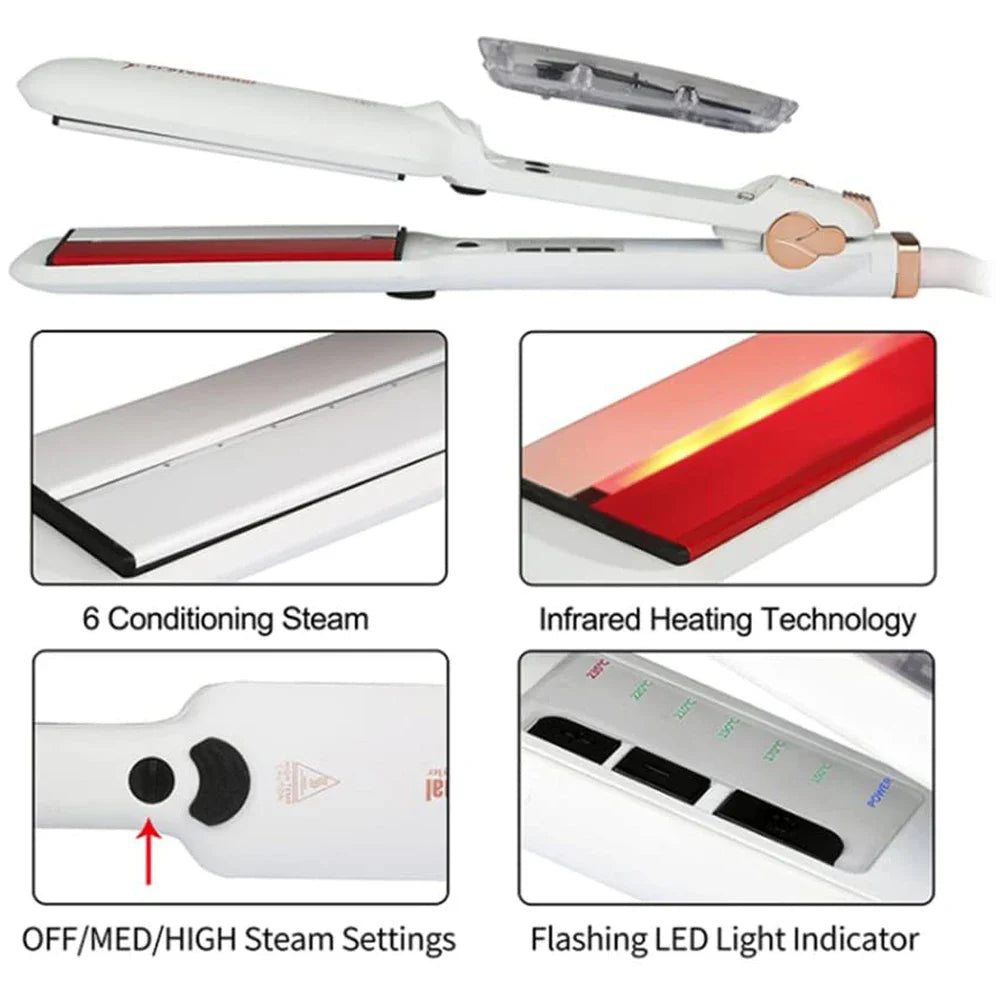 Infrared Steam Ceramic Hair Straightener with 450°F Heating