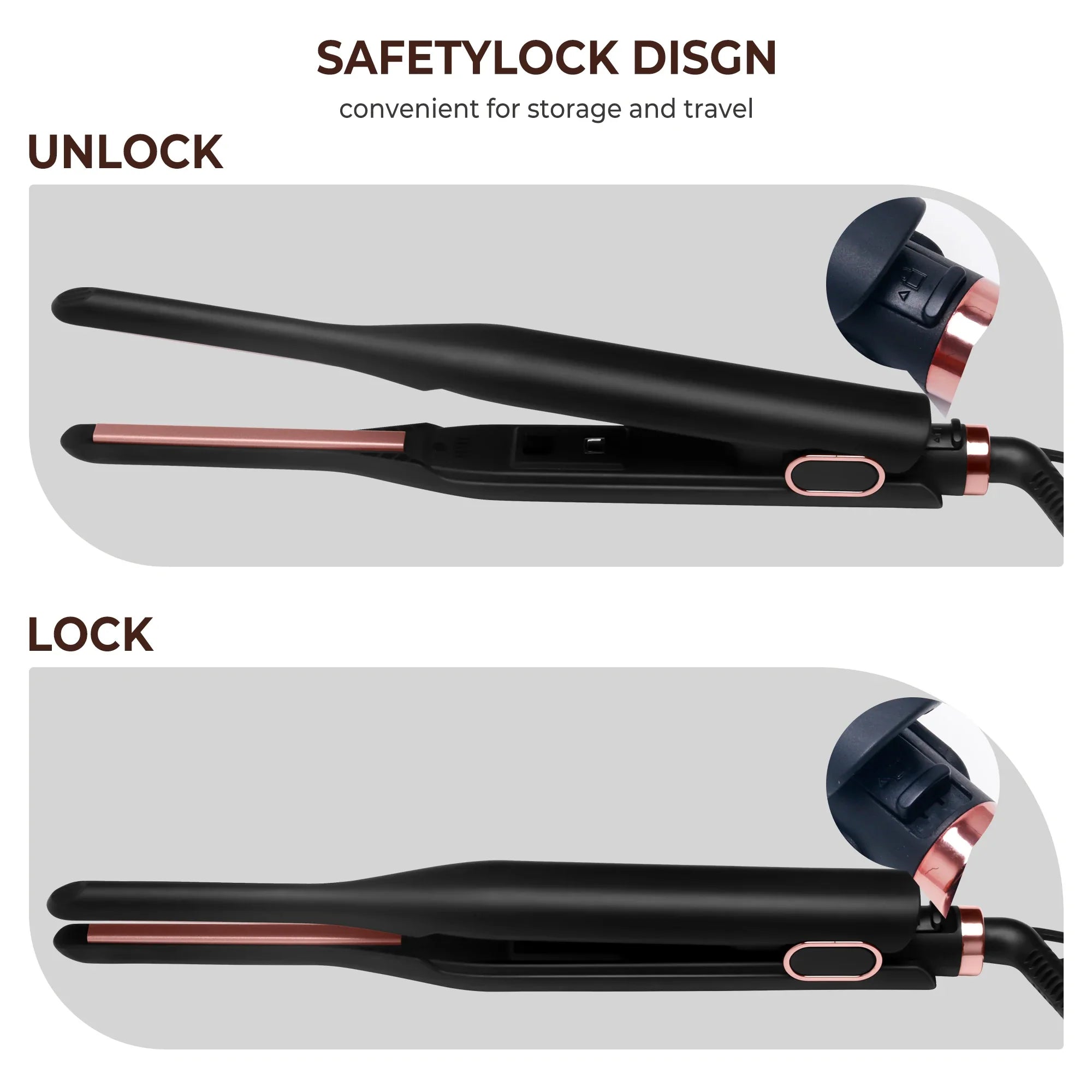 Mini Ceramic Flat Iron for Short Hair & Beard