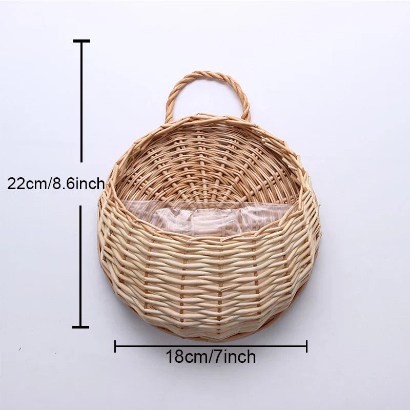 Handmade Rattan Hanging Wall Planter Basket