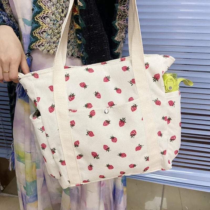 Corduroy Large Capacity Minimalist Tote Bag