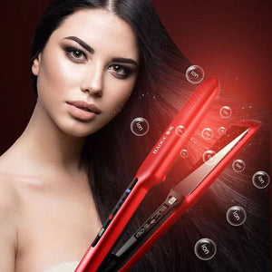 Professional Titanium Hair Straightener Brush with LCD