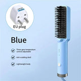 Portable Rechargeable Hair Straightener Brush with Ion Care