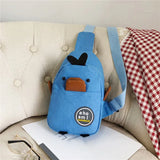 Cute Duck Kids Canvas Crossbody Backpack, High Capacity