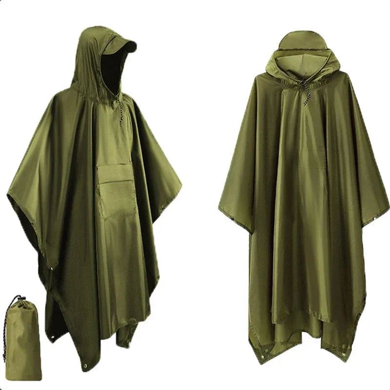 3 in 1 Waterproof Military Poncho Raincoat Tent