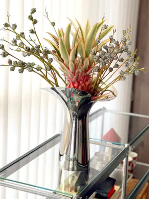 Silver Petal Stainless Steel Vase Candle Holder