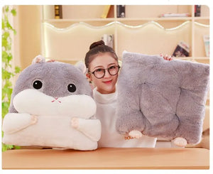 Hamster Shape Plush Cushion Seat Hand Warmer