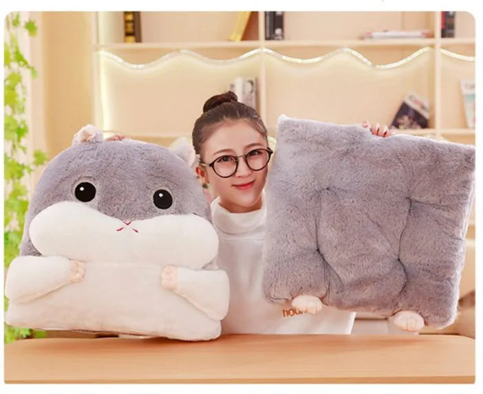 Hamster Shape Plush Cushion Seat Hand Warmer