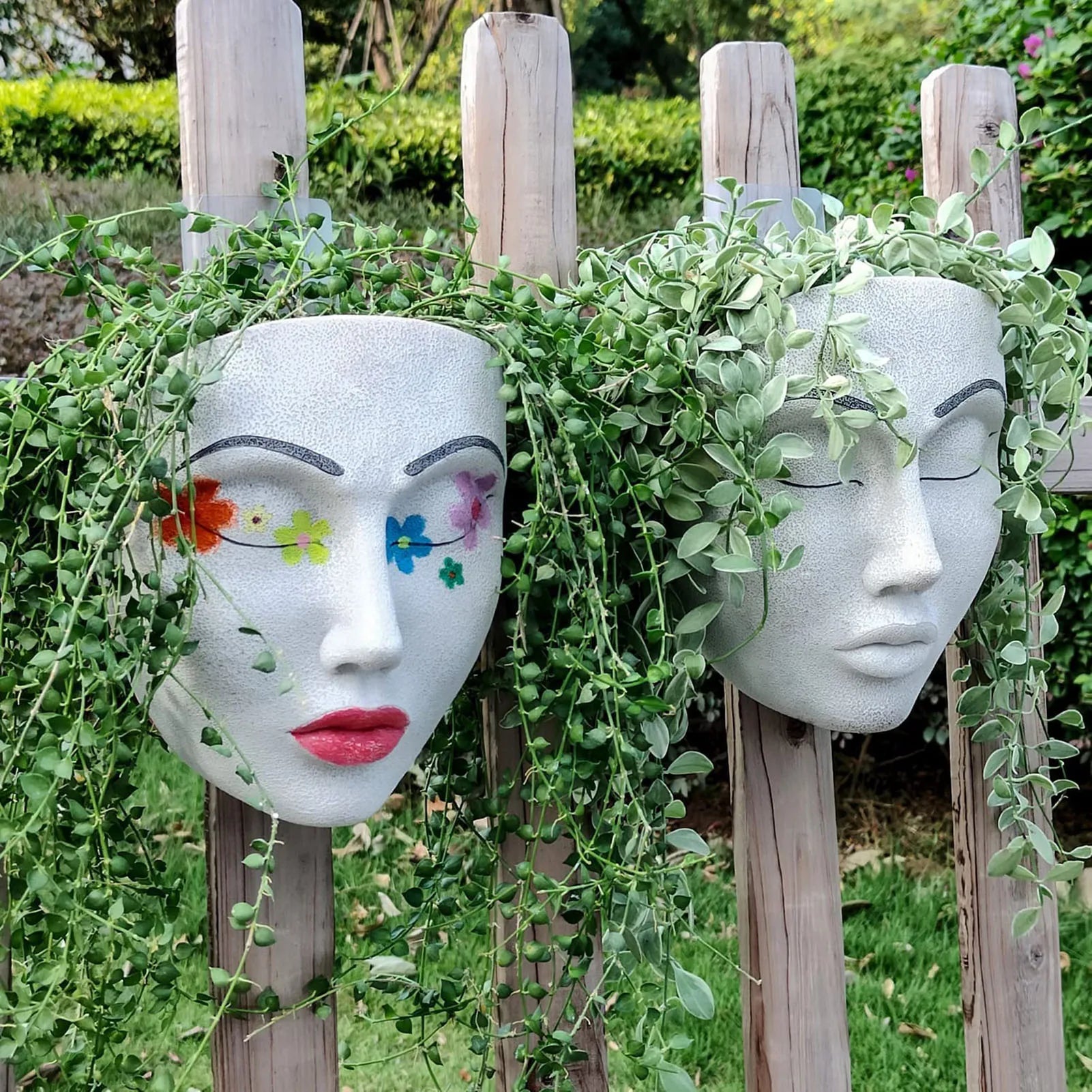 Creative Resin Wall Planter with Drainage Hole
