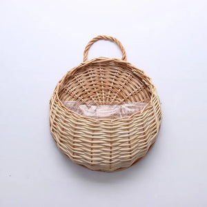 Handmade Rattan Hanging Wall Planter Basket