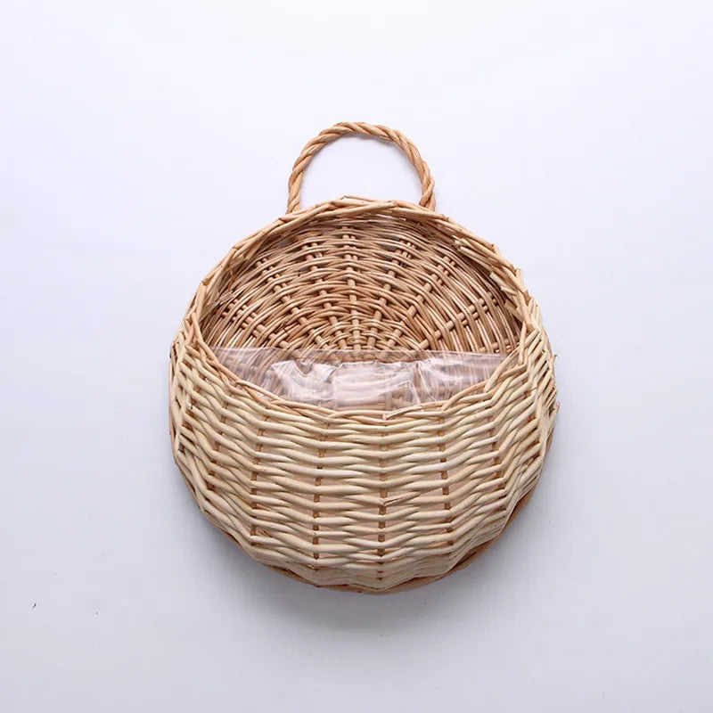 Handmade Rattan Hanging Wall Planter Basket