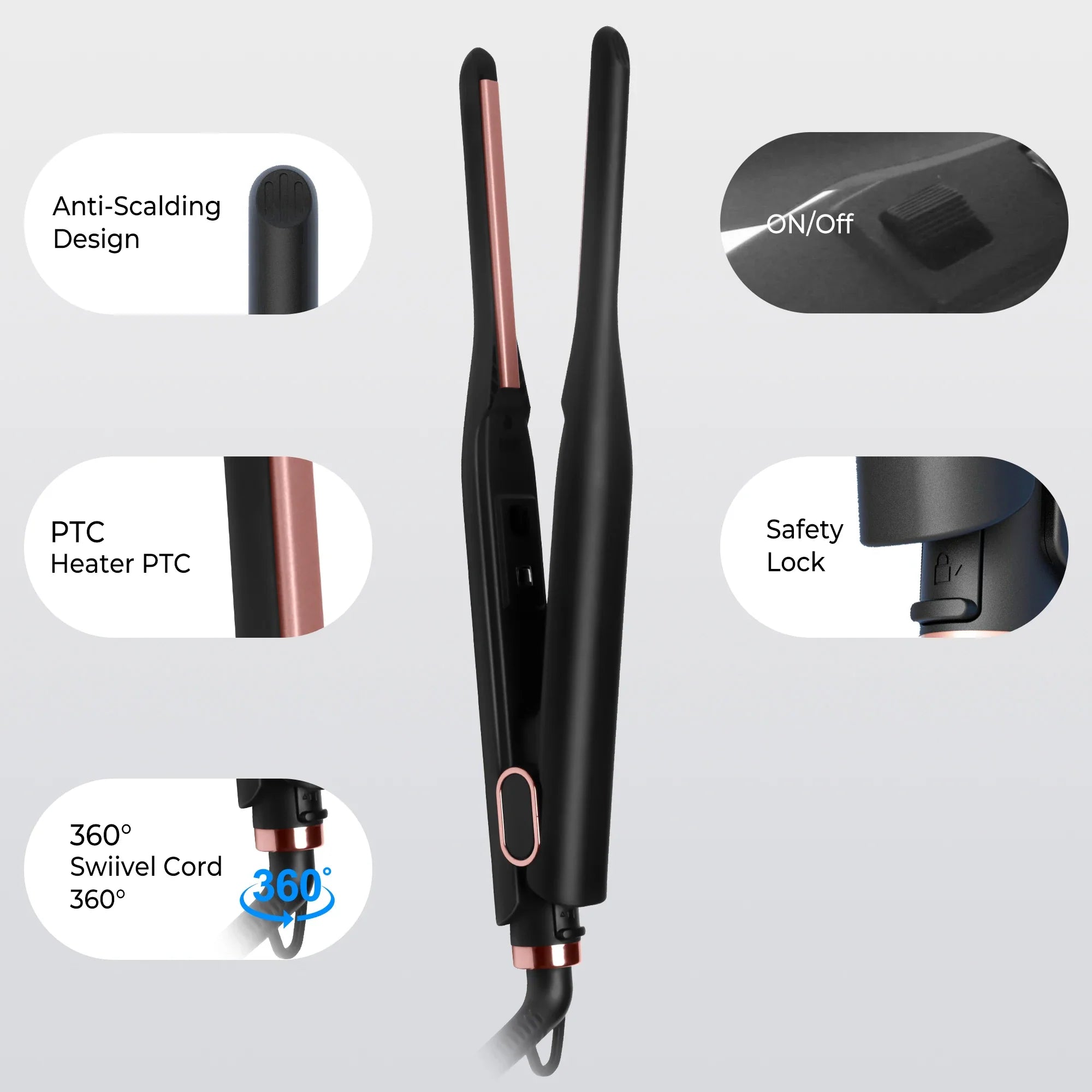 Mini Ceramic Flat Iron for Short Hair & Beard