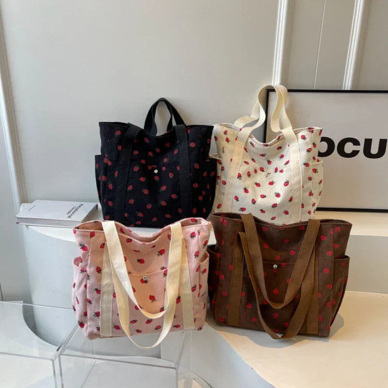 Corduroy Large Capacity Minimalist Tote Bag