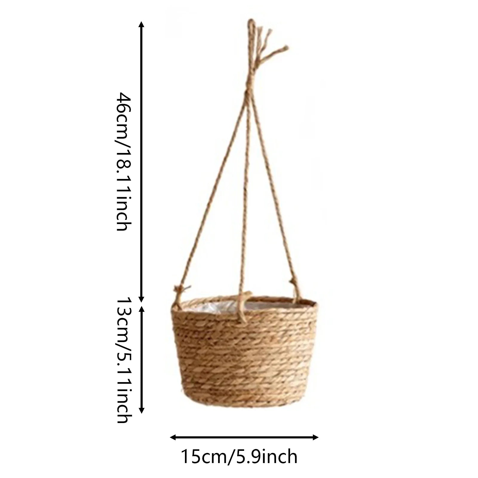 Natural Seagrass Hanging Planter Boho Indoor Decor 