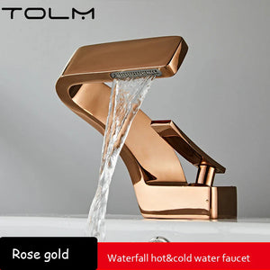 Modern Bathroom Waterfall Faucet with Single Handle