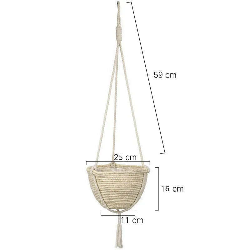 Natural Seagrass Hanging Planter Boho Indoor Decor 