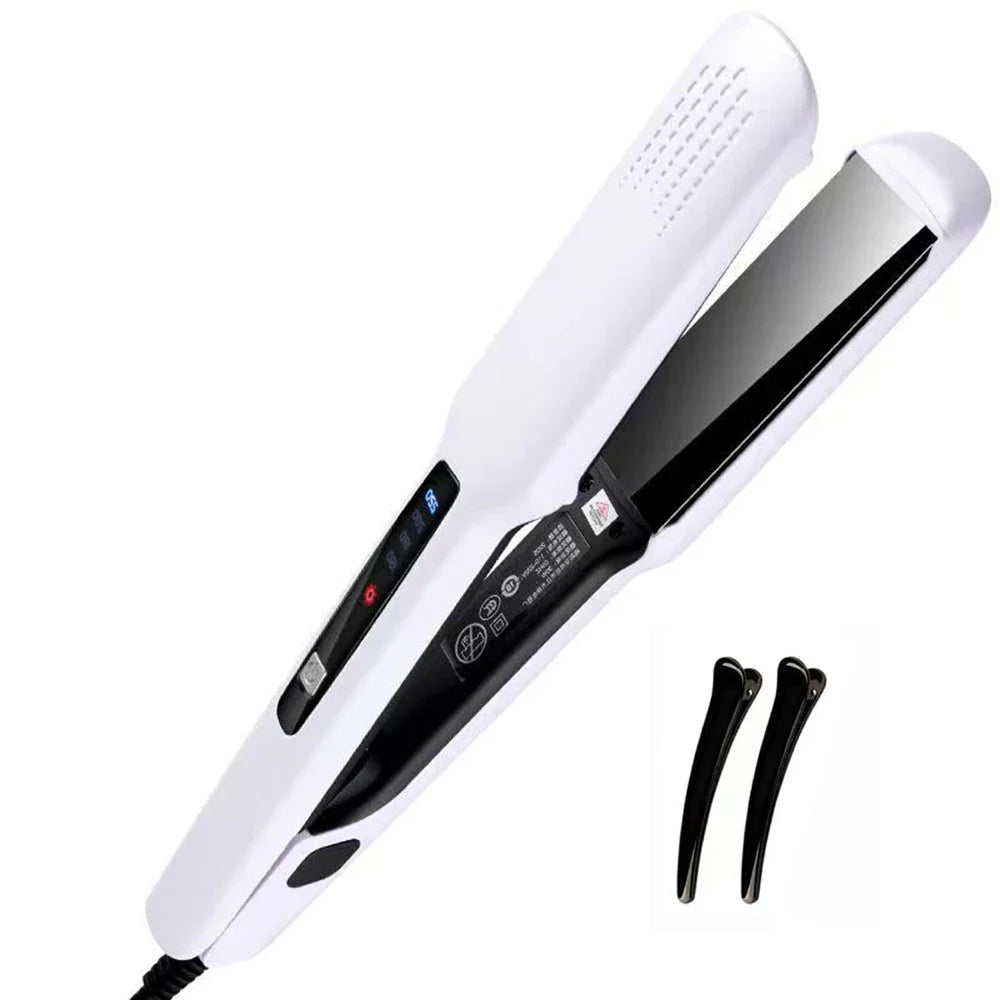 Professional Titanium Hair Straightener Brush with LCD