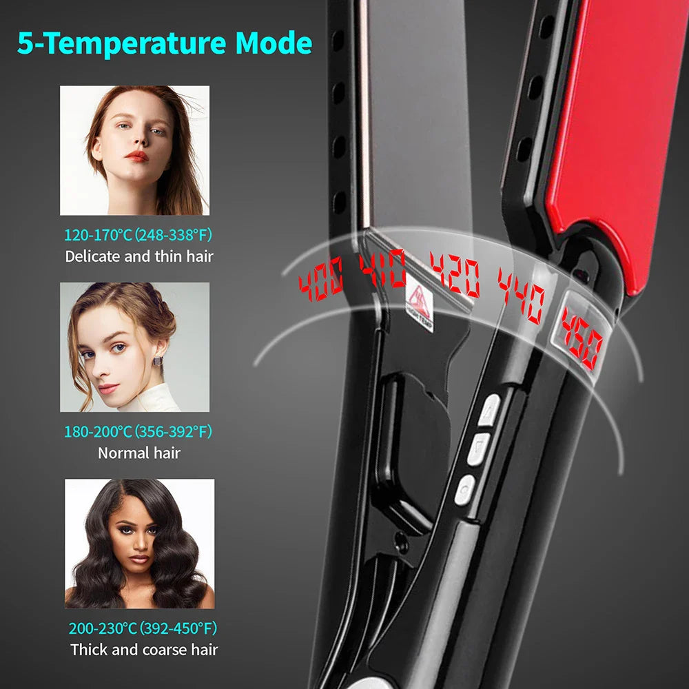 Professional Titanium Hair Straightener with Wide Nano Plates