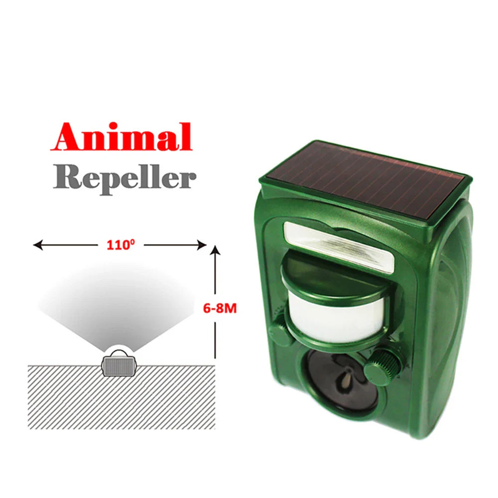 Solar Ultrasonic Animal Repeller with Adjustable Range