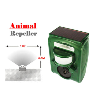 Solar Ultrasonic Animal Repeller with Adjustable Range