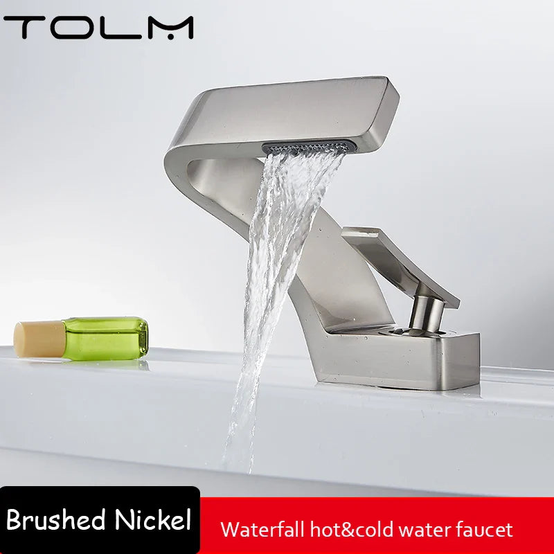 Modern Bathroom Waterfall Faucet with Single Handle