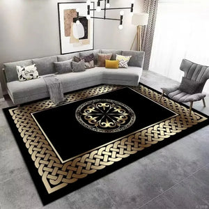 Luxury Golden Abstract Carpet Rug For Living Room Bedroom