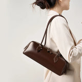 Luxury Genuine Leather Women Shoulder Baguette Bag