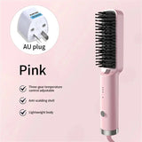 Portable Rechargeable Hair Straightener Brush with Ion Care